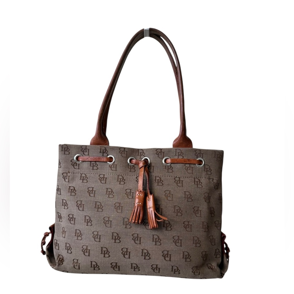 Dooney & Bourke Brown Monogram Small Tote Bag Signature Collection Vintage‎ Y2K